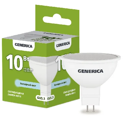 Лампа светодиодная MR16 софит 10Вт 230В 6500К GU5.3 GENERICA IEK LL-MR16-10-230-65-GU5-G