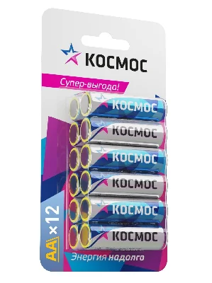 Батарейка LR6 (AA) 1.5V Alkaline 12BL, Космос KOCLR6BL12