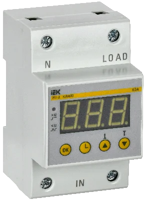 Реле напряжения РН-д 1-ф. 54мм 63А IEK IVR31-1-63