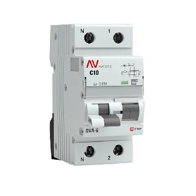 Автомат дифференциальный DVA-6 1P+N 10А (C) 30мА (A) 6кА AVERES EKF rcbo6-1pn-10C-30-a-av