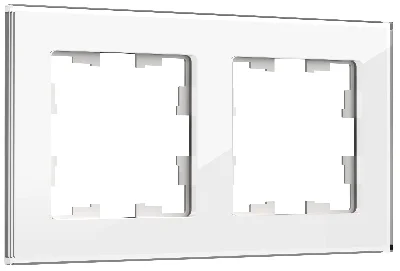 BRITE Рамка 2 поста РУ-2-2-БрБ стекло белый IEK BR-M22-G-K01