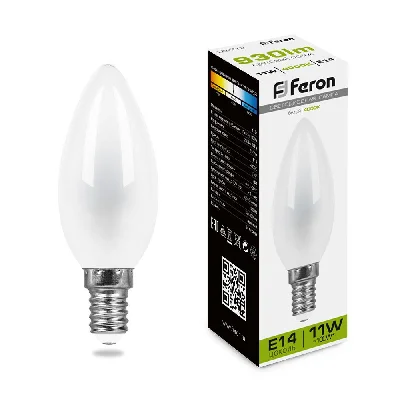 Лампа светодиодная LED 11вт Е14 белый матовая свеча FILAMENT FERON LB-713 38007