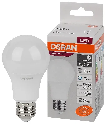 Лампа светодиодная LED 10 Вт E27 6500К 800Лм груша 220 В (замена 75Вт) OSRAM LEDVANCE 4058075578913