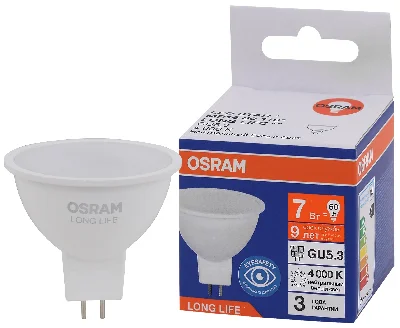 Лампа светодиодная LED 7Вт GU5.3 4000К 560Лм спот 220В (замена 60Вт) OSRAM LEDVANCE 4099854185540