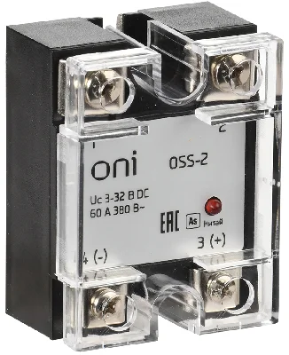 Реле твердотельное OSS-2 60А 380В AC 3-32В DC ONI OSS-2-3-60-B