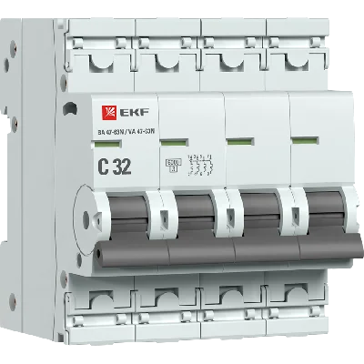 Автоматический выключатель 4P 32А (C) 6кА ВА 47-63N PROxima EKF M636432C