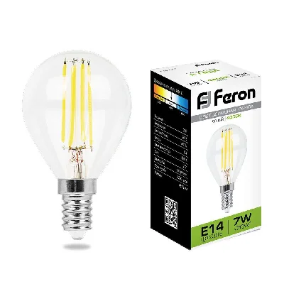 Лампа светодиодная LED 7вт Е14 белый шар FILAMENT FERON LB-52 25875