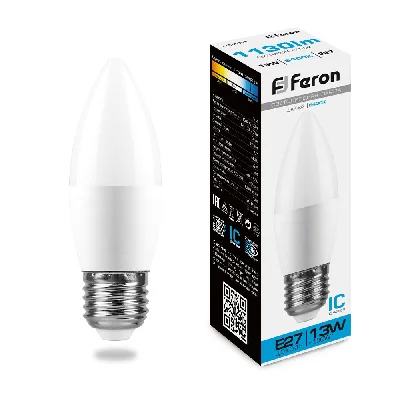 Лампа светодиодная LED 13вт E27 дневной матовая свеча FERON LB-970 38112