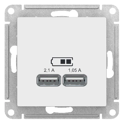 ATLASDESIGN USB РОЗЕТКА A+A, 5В/2,1 А, 2х5В/1,05 А, механизм, ЛОТОС Systeme Electric ATN001333