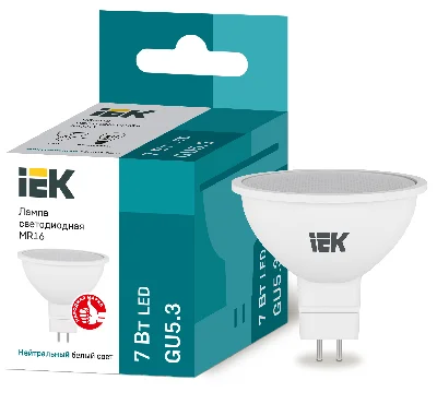 Лампа светодиодная MR16 софит 7Вт 230В 4000К GU5.3 IEK LLE-MR16-7-230-40-GU5