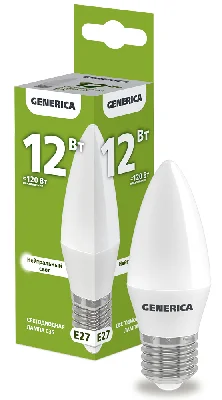 Лампа светодиодная C35 свеча 12Вт 230В 4000К E27 GENERICA IEK LL-C35-12-230-40-E27-G