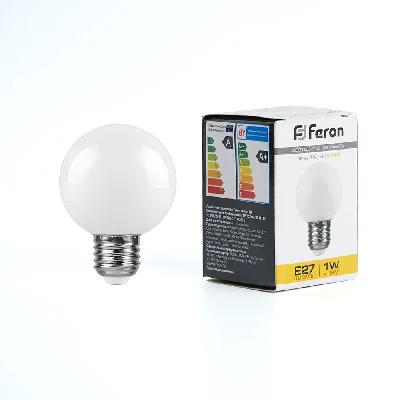 Лампа светодиодная LED 1вт Е27 белый 2700К (шар) FERON LB-37 25878