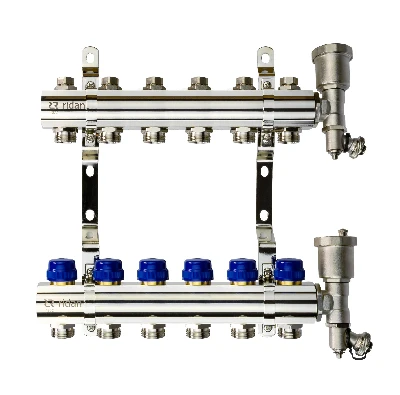 Коллекторная группа FHF-6R set 6 контуров 1' х 3/4' c воздухоотводчиками и кронштейнами Ридан 088U0706R