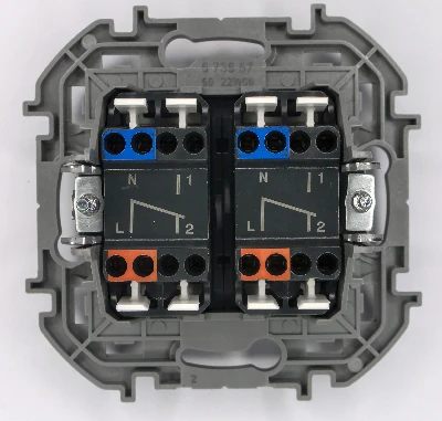 Переключатель модульный двухклавишный - INSPIRIA -10 AX - 250 В~ - алюминий Legrand 673657
