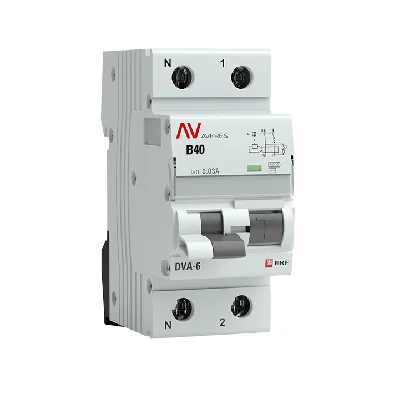 Автомат дифференциальный DVA-6 1P+N 40А (C) 30мА (AC) 6кА AVERES EKF rcbo6-1pn-40C-30-ac-av