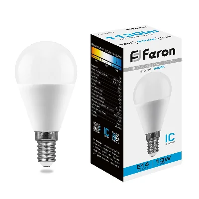 Лампа светодиодная LED 13вт Е14 дневной матовый шар FERON LB-950 38103