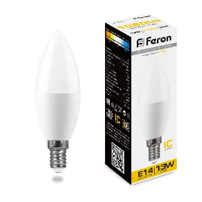 Лампа светодиодная LED 13вт E14 теплый матовая свеча FERON LB-970 38107