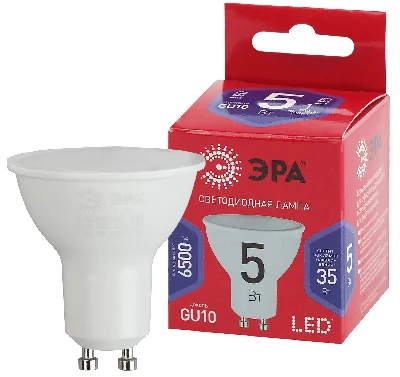 Лампа светодиодная LED MR16-5W-865-GU10 R (диод, софит, 5Вт, хол, GU10) (10/100/2800) ЭРА Б0045348