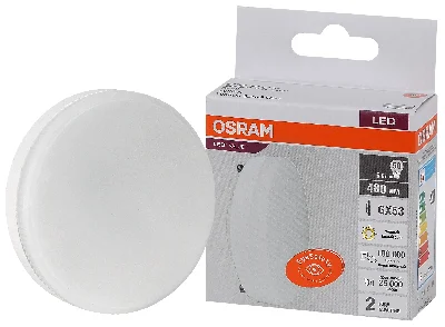 Лампа светодиодная LED 6 Вт GX53 3000К 480Лм таблетка 220 В (замена 50Вт) OSRAM LEDVANCE 4058075581975