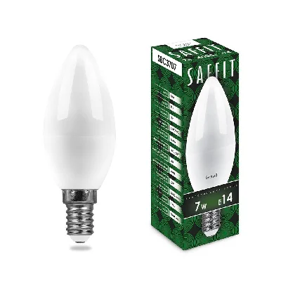 Лампа светодиодная LED 7вт E14 дневной матовая свеча SAFFIT SBC3707 55169