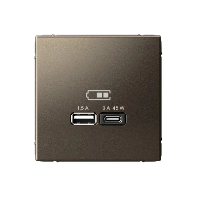 ARTGALLERY USB розетка A + тип-C 45Вт высокоскор.заряд. QC, PD, механизм, мокко Systeme Electric GAL000629