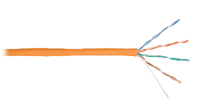 Кабель U/UTP 4 пары, Кат.5e, одножильный, медный, 0,49мм, внутренний, LSZH, оранжевый, 305м