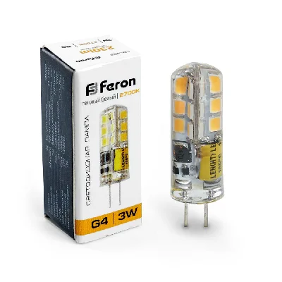 Лампа светодиодная LED 3вт 12в G4 теплый капсульная FERON LB-422 48LED 25531