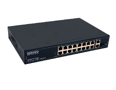 Коммутатор неуправляемый PoE 16 портов 10/100 Мб/с, 2хRJ45, 292 Вт OSNOVO SW-61621(300W) 00013234