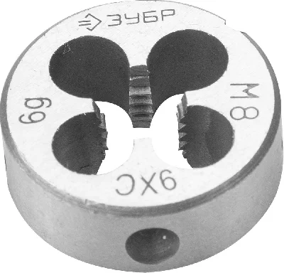 Плашка М8x1.25мм, сталь 9ХС, круглая ручная ЗУБР 4-28022-08-1.25