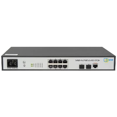 Коммутатор управляемый L2 PoE 8 портов RJ45 10/100/1000 Мб/с, 2хSFP, 124 Вт -S2985G-8T-POE