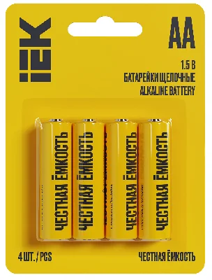 Батарейка щелочная Alkaline LR06/AA (4шт/блистер) IEK ABT-LR06-OP-L04