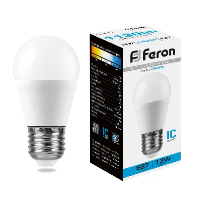 Лампа светодиодная LED 13вт Е27 дневной матовый шар FERON LB-950 38106