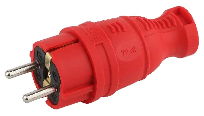 Вилка каучуковая з/з прямая 16A IP44 красная V8-RED-IP44 ЭРА Б0044547