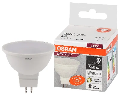 Лампа светодиодная LED 7 Вт GU5.3 3000К 560Лм спот 220 В (замена 60Вт) OSRAM LEDVANCE 4058075582781