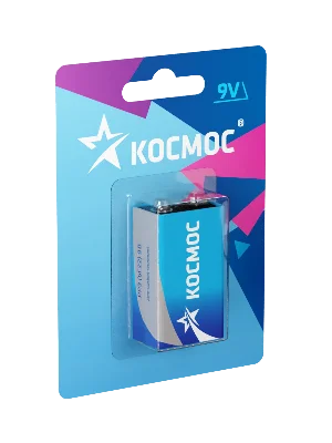 Батарейка  6F22 (крона) 9V Zinc carbon 1BL Космос KOC6F221BL