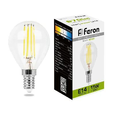 Лампа светодиодная LED 11вт Е14 белый шар FILAMENT FERON LB-511 38014