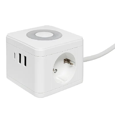 Удлинитель Куб 2 гнезда 2USB 2,4А+Type C + Ночник 1,3 метра 1мм2 EKF UBA-CUB-2-TC