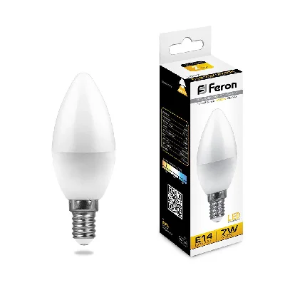 Лампа светодиодная LED 7вт E14 теплый матовая свеча FERON LB-97 25475