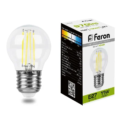 Лампа светодиодная LED 11вт Е27 белый шар FILAMENT FERON LB-511 38016