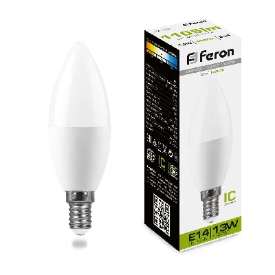 Лампа светодиодная LED 13вт E14 белый матовая свеча FERON LB-970 38108