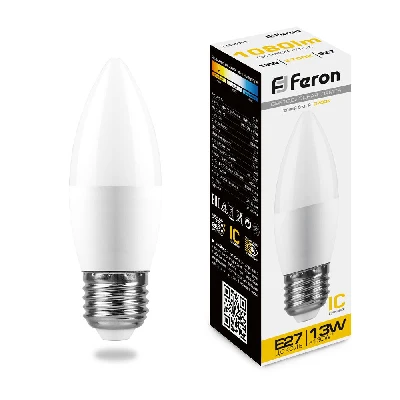 Лампа светодиодная LED 13вт E27 теплый матовая свеча FERON LB-970 38110