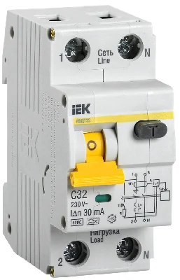 Выключатель автоматический дифференциальный АВДТ-32 1п+N 32А 30мА C(Электронный) IEK MAD22-5-032-C-30