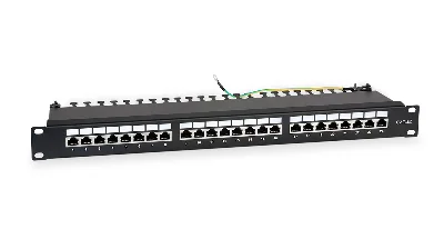 Патч-панель 19''(1U) 24 порта RJ-45 полностью экранированная категория 5e Dual IDC цвет черный WRline'' WRLine WR-PL-24-C5E-SH-D 505210