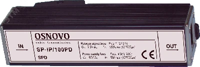 Устройство грозозащиты с защитой линий PoE до 100 Мб/с RJ45 OSNOVO SP-IP/100PD 00011336